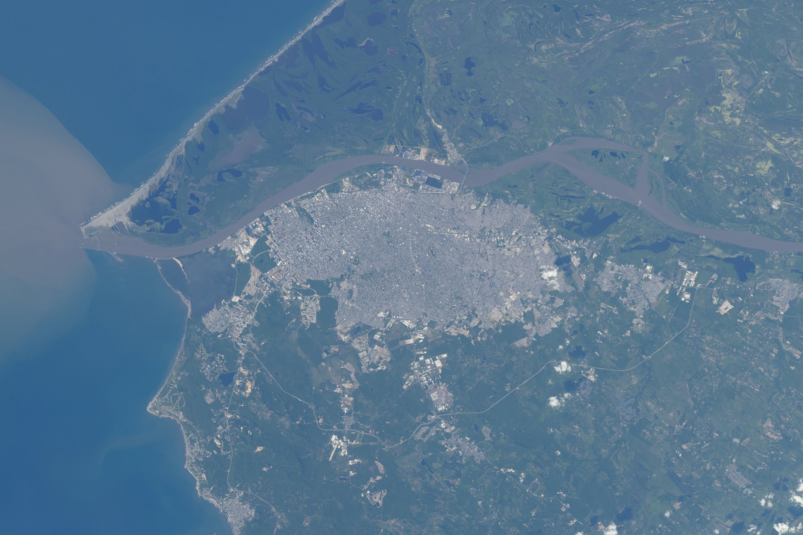 Orbital view of Colombia's Caribbean coast and the Magdalena river delta